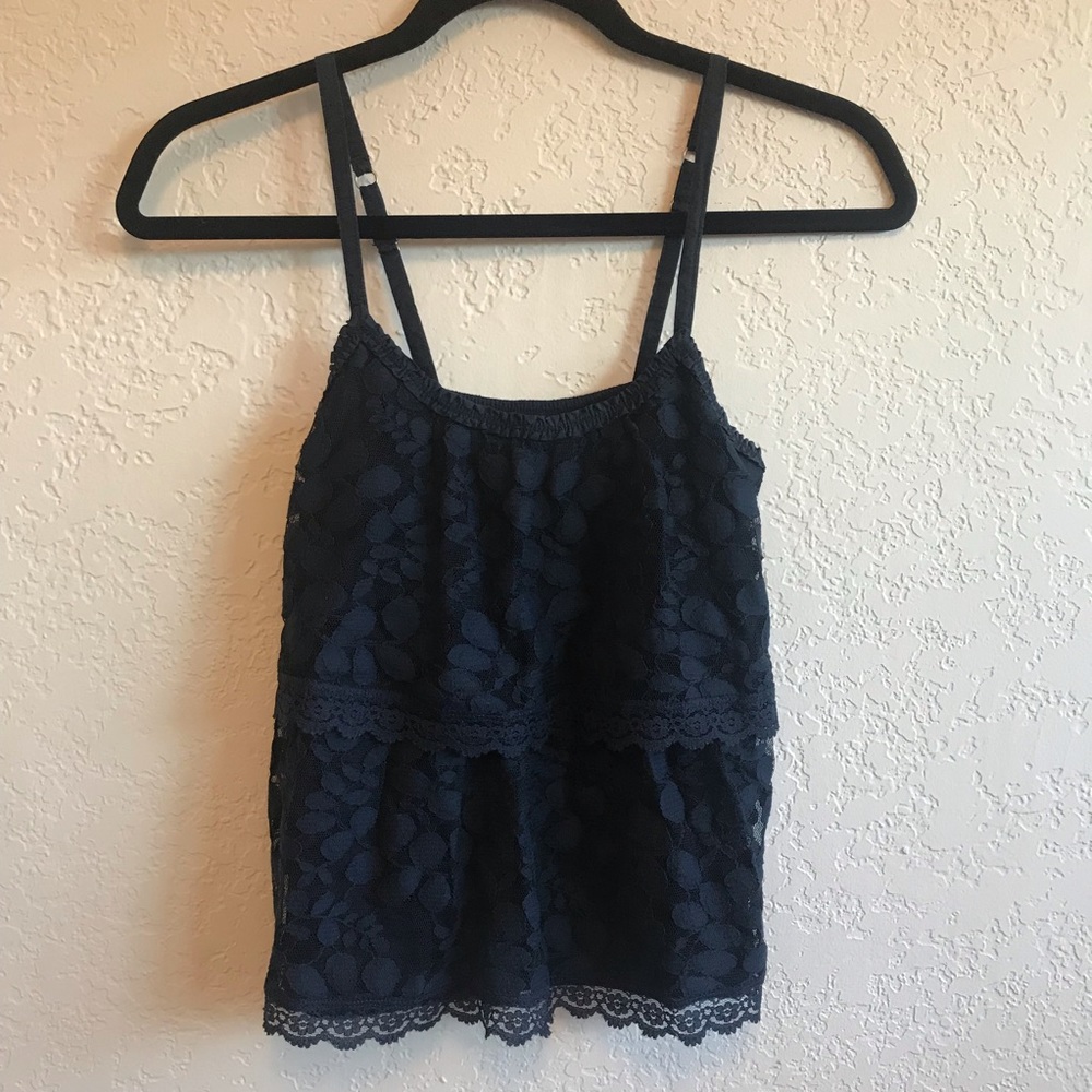 Abercrombie mixed media navy layered cami